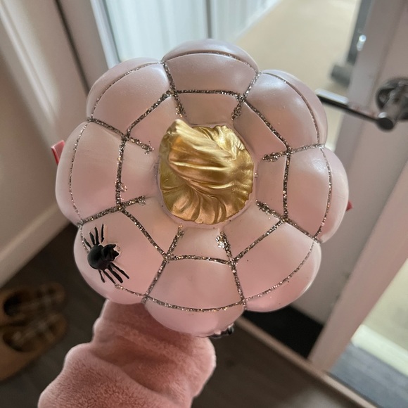 Pumpkin Halloween home decor w glitter & spooky spiders - Picture 3 of 5